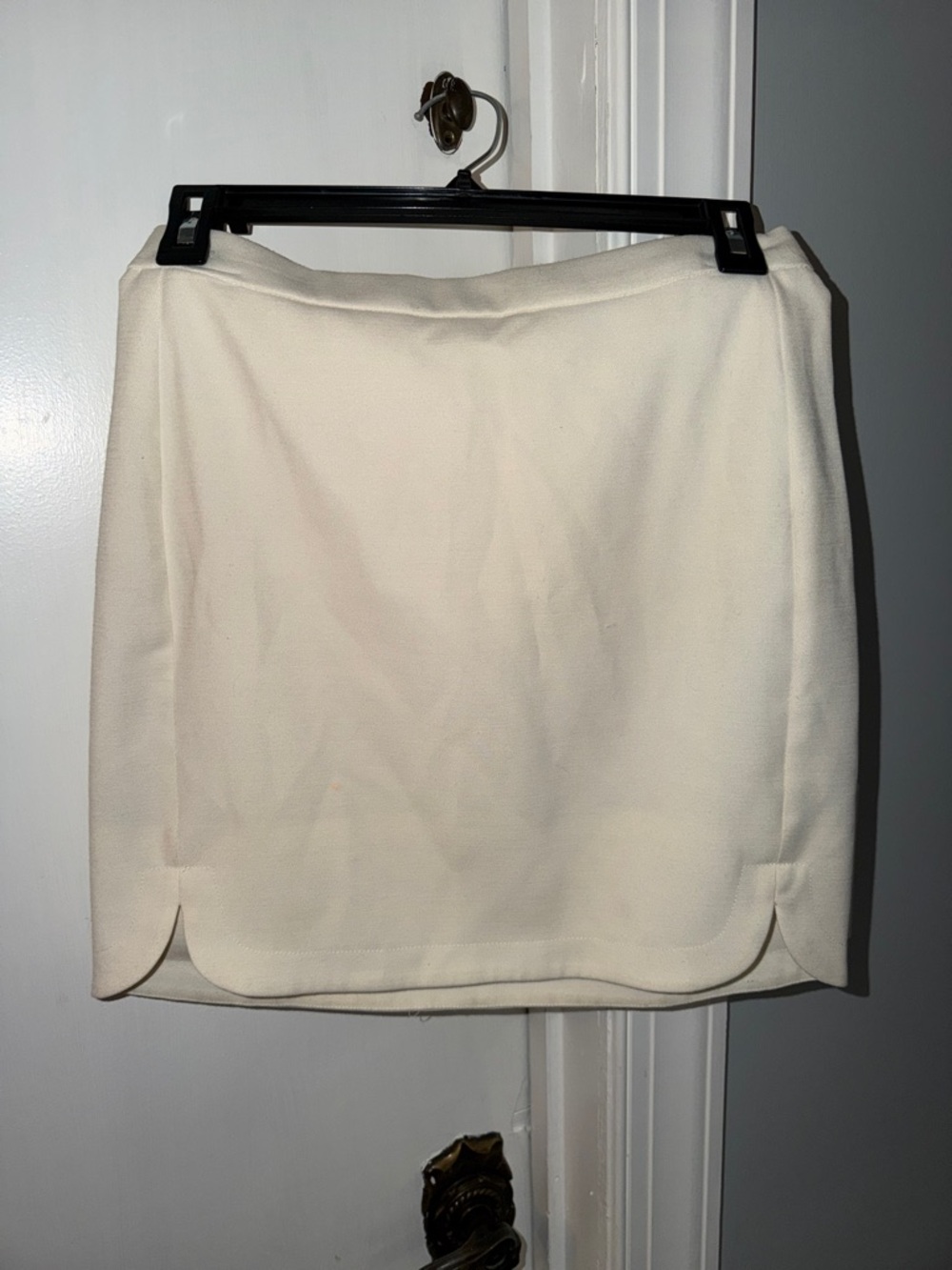Ara Cream Mini Skirt with Curved Hem